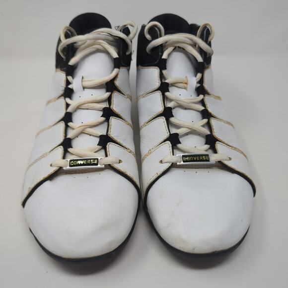 Vintage Converse All Star White Hi Top Leather Shoes Men Size 11 - Picture 3 of 8